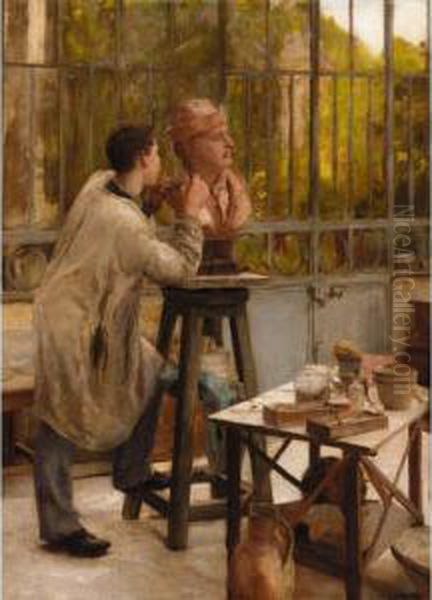 The Sculptor's Studio Oil Painting by Edouard Dantan