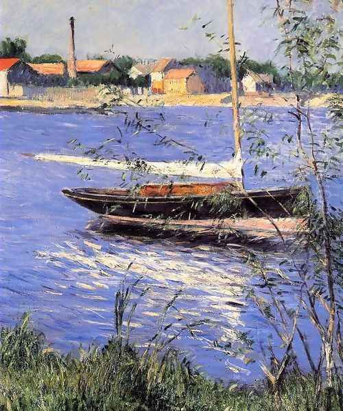 Anchored Boat On The Seine At Argenteuil Oil Painting by Gustave Caillebotte