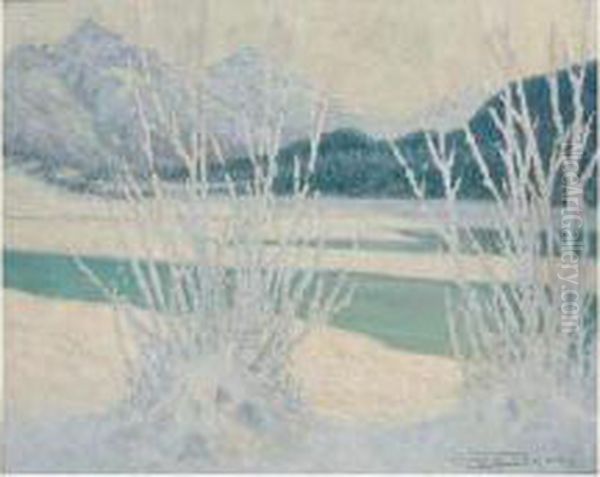 Paysage De Neige A Saint-moritz En Suisse, 1930 Oil Painting by Georges Dantu