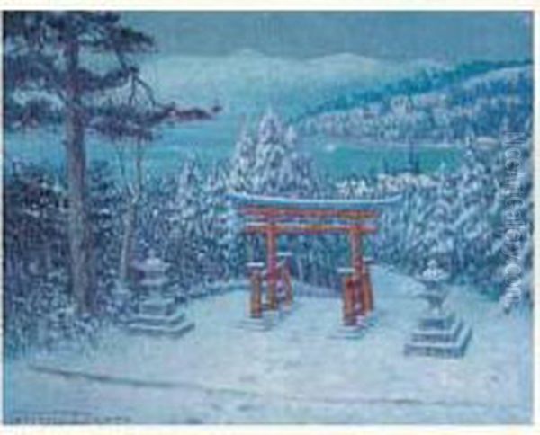 Paysage Enneige, Hakone, Japon Oil Painting by Georges Dantu