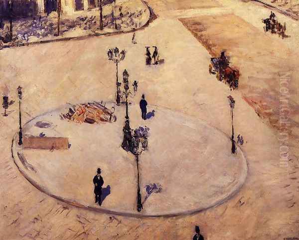 A Traffic Island Boulevard Haussmann by Gustave Caillebotte