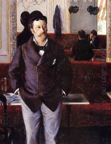 In A Cafe Oil Painting by Gustave Caillebotte