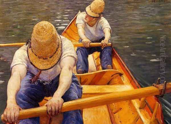 Oarsmen Oil Painting by Gustave Caillebotte