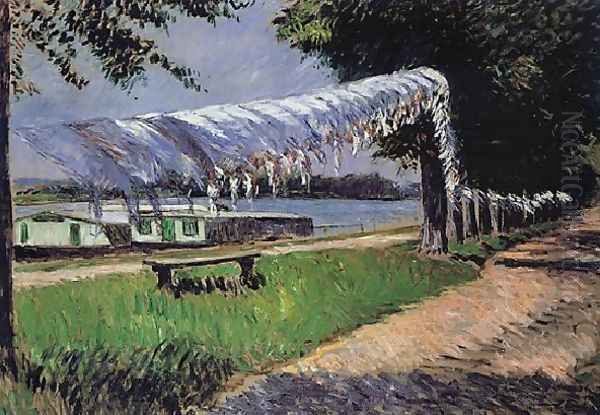 Laundry Drying Oil Painting by Gustave Caillebotte