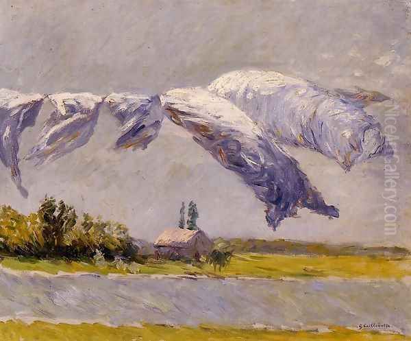 Laundry Drying Petit Gennevilliers Oil Painting by Gustave Caillebotte