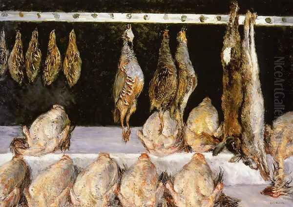 Display Of Chickens And Game Birds Oil Painting by Gustave Caillebotte