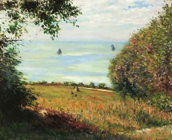 View Of The Sea From Villerville Aka Sea Scape Oil Painting by Gustave Caillebotte