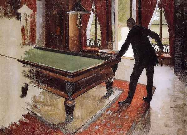 Billiards (unfinished) Oil Painting by Gustave Caillebotte