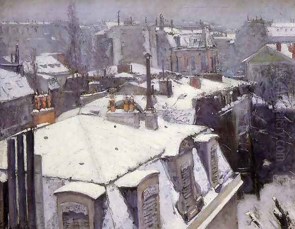 Vue toits, effet de neige (1878) Oil Painting by Gustave Caillebotte