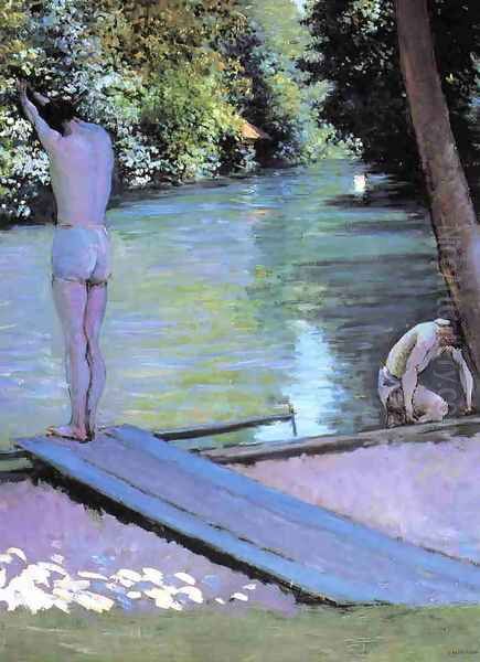 Bather Preparing To Dive Banks Of The Yerres Oil Painting by Gustave Caillebotte