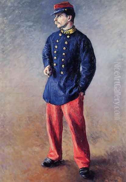 A Soldier Oil Painting by Gustave Caillebotte