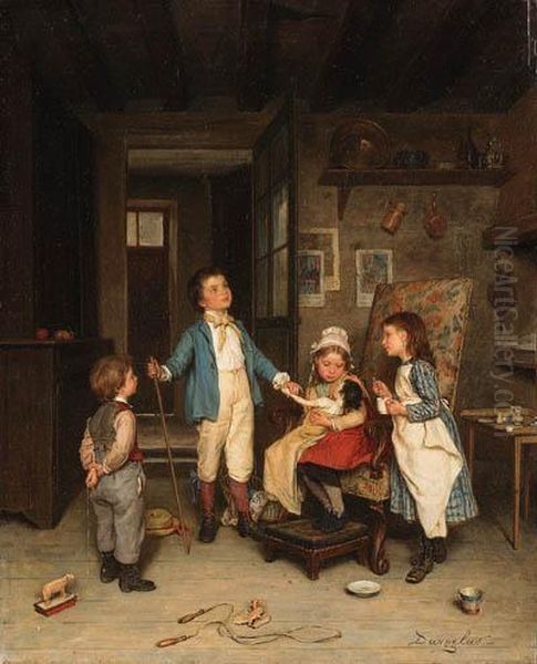 The Doctor's Visit Oil Painting by Andre Henri Dargelas