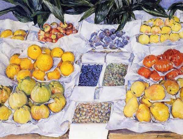 Fruit Displayed on a Stand 1881-82 Oil Painting by Gustave Caillebotte