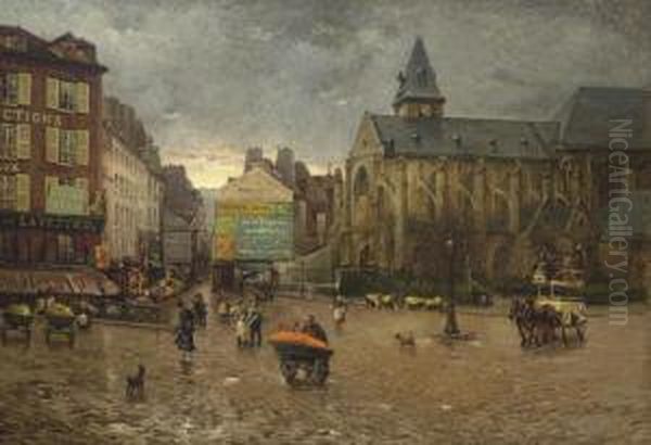 Early Morning Near L'eglise De St. Medard, Paris Oil Painting by Henri-Gaston Darien