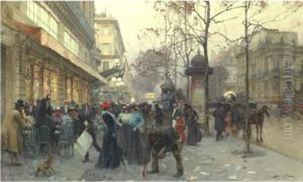 A Bustling Street Scene, Paris Oil Painting by Henri-Gaston Darien