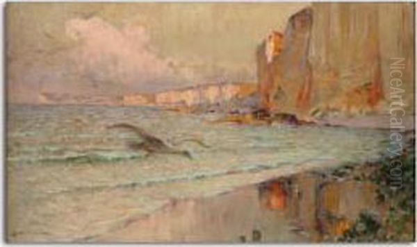 La Falaise De Vaucotte A Fecamp Oil Painting by Henri-Gaston Darien