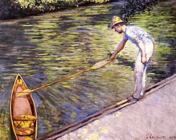 Boater Pulling On His Perissoire Oil Painting by Gustave Caillebotte