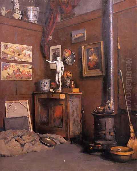 Interior Of A Studio With Stove Oil Painting by Gustave Caillebotte