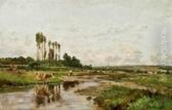 Fluslandschaft Mit Rinderherde Oil Painting by Hugo Darnaut