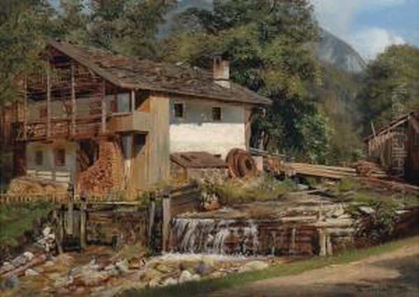 Alte Muhle In Jenbach Oil Painting by Hugo Darnaut