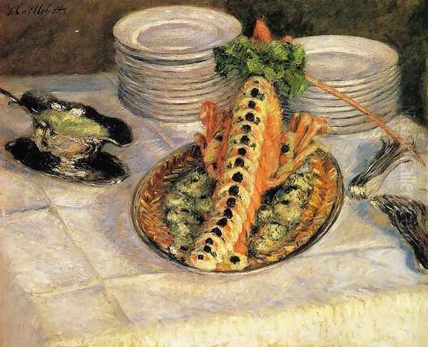 Still Life With Crayfish Oil Painting by Gustave Caillebotte