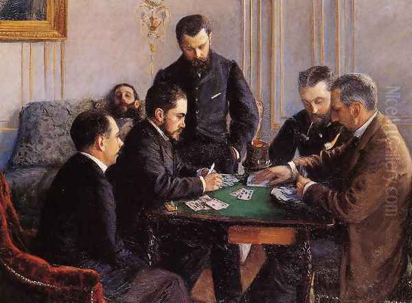 Game Of Bezique Oil Painting by Gustave Caillebotte