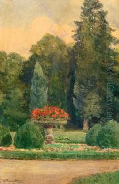 Coppa Da Fiori Nel Parco Oil Painting by Hugo Darnaut