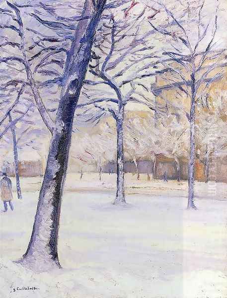 Park In The Snow Pari Oil Painting by Gustave Caillebotte