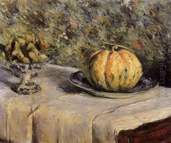 Melon And Bowl Of Figs Oil Painting by Gustave Caillebotte