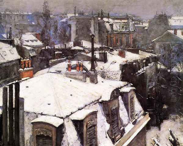 Rooftops Under Snow Oil Painting by Gustave Caillebotte