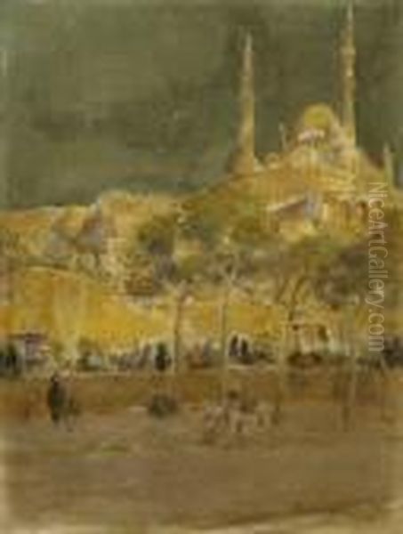 Kario - Blick Auf Die Mohammed-ali-moschee. Oil Painting by Maxime Dastugue