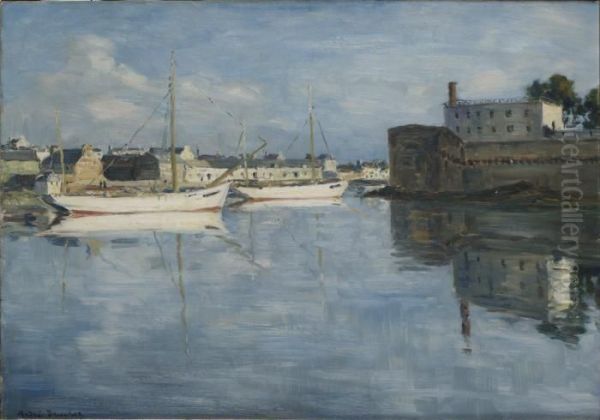 Arriere Port De Concarneau (bretagne) Oil Painting by Andre Dauchez