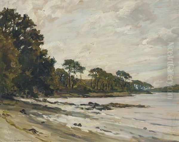 On The Wooded Shore Oil Painting by Andre Dauchez