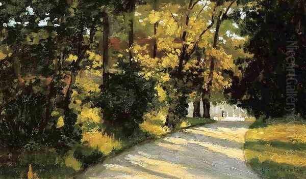 Yerres Path Through The Woods In The Park Oil Painting by Gustave Caillebotte