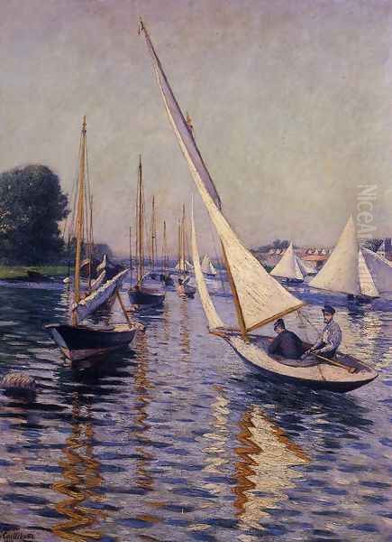 Regatta At Argenteuil Oil Painting by Gustave Caillebotte