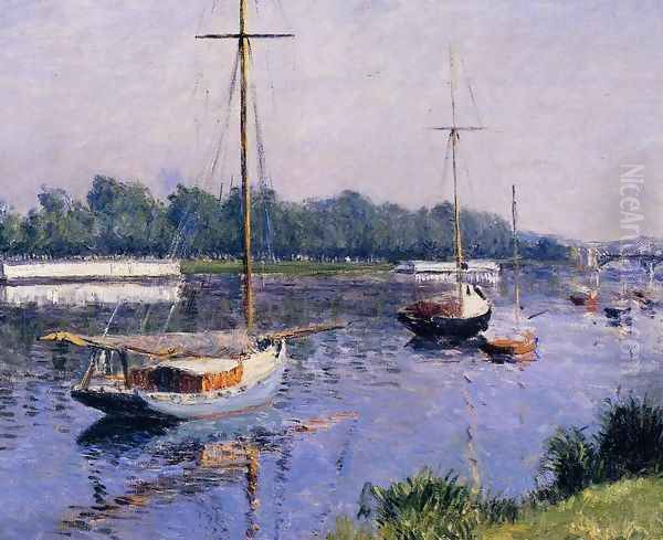 The Basin At Argenteuil Oil Painting by Gustave Caillebotte