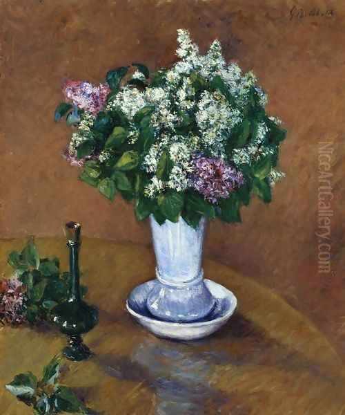 Still LIfe With A Vase Of Lilacs Oil Painting by Gustave Caillebotte