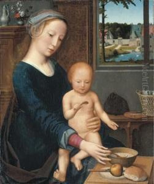 The Virgin And Child With The Milk Soup Oil Painting by Gerard David