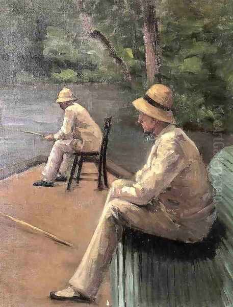 Fishermen On The Banks Of The Yerres Oil Painting by Gustave Caillebotte