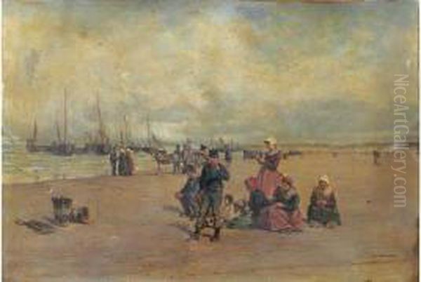 L'attente Sur La Plage Oil Painting by Gustave David