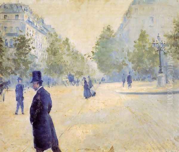 Place Saint Augustin Misty Weather Oil Painting by Gustave Caillebotte