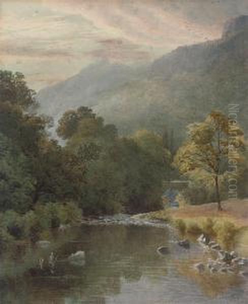 A Quiet Stretch Of The River Oil Painting by Charles Grant Davidson