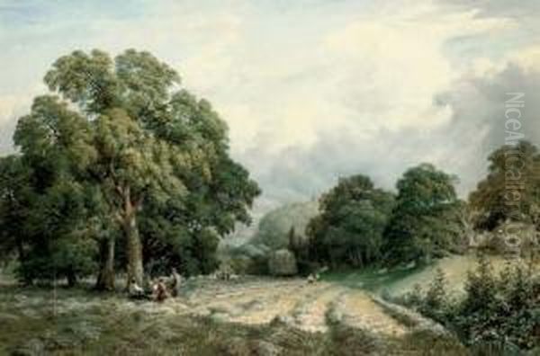 Haymaking In Lewes, Sussex Oil Painting by Charles Grant Davidson