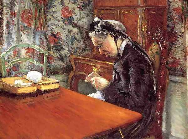 Portrait Of Madame Boissiere Knitting Oil Painting by Gustave Caillebotte