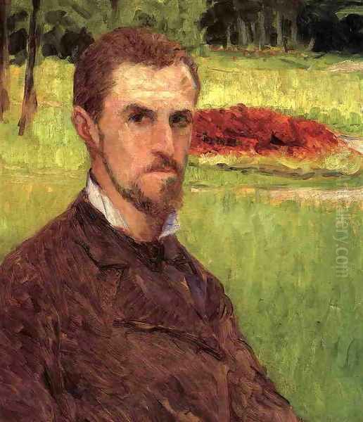 Self Portrait In The Park At Yerres Oil Painting by Gustave Caillebotte