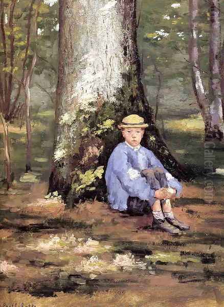 Yerres Camille Daurelle Under An Oak Tree Oil Painting by Gustave Caillebotte