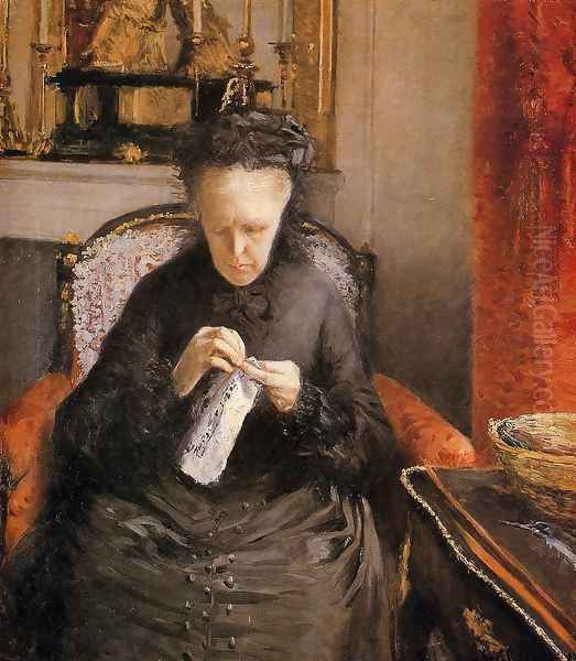 Portrait Of Madame Martial Caillebote (the Artists Mother) Oil Painting by Gustave Caillebotte