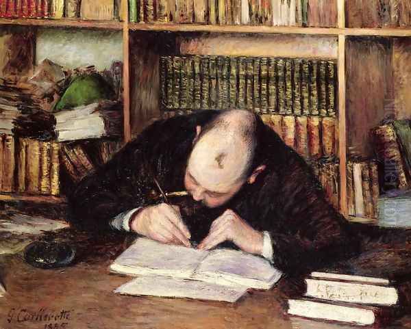 Portrait Of A Man Writing In His Study Oil Painting by Gustave Caillebotte