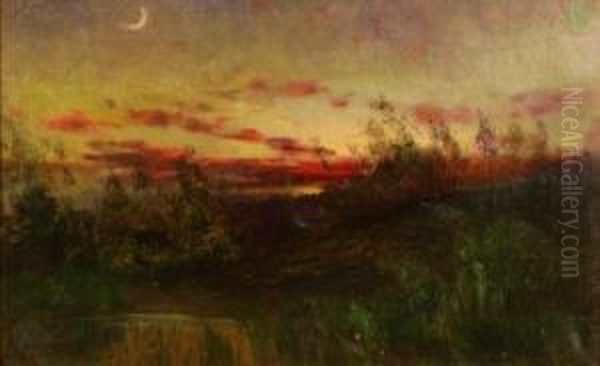 Twilight And New Moon Oil Painting by Charles Harold Davis