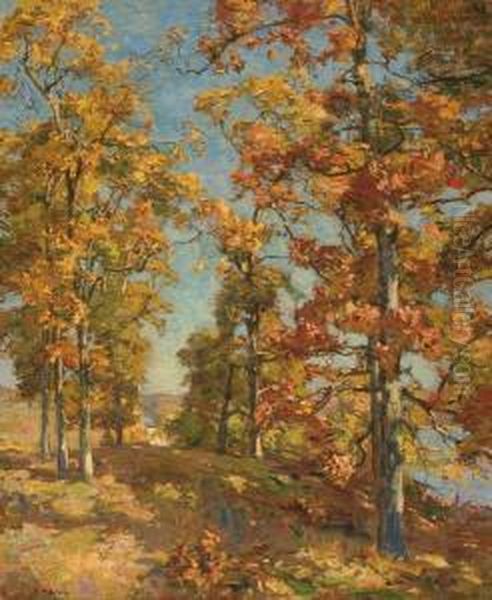 A View To The River, Autumn Oil Painting by Charles Harold Davis